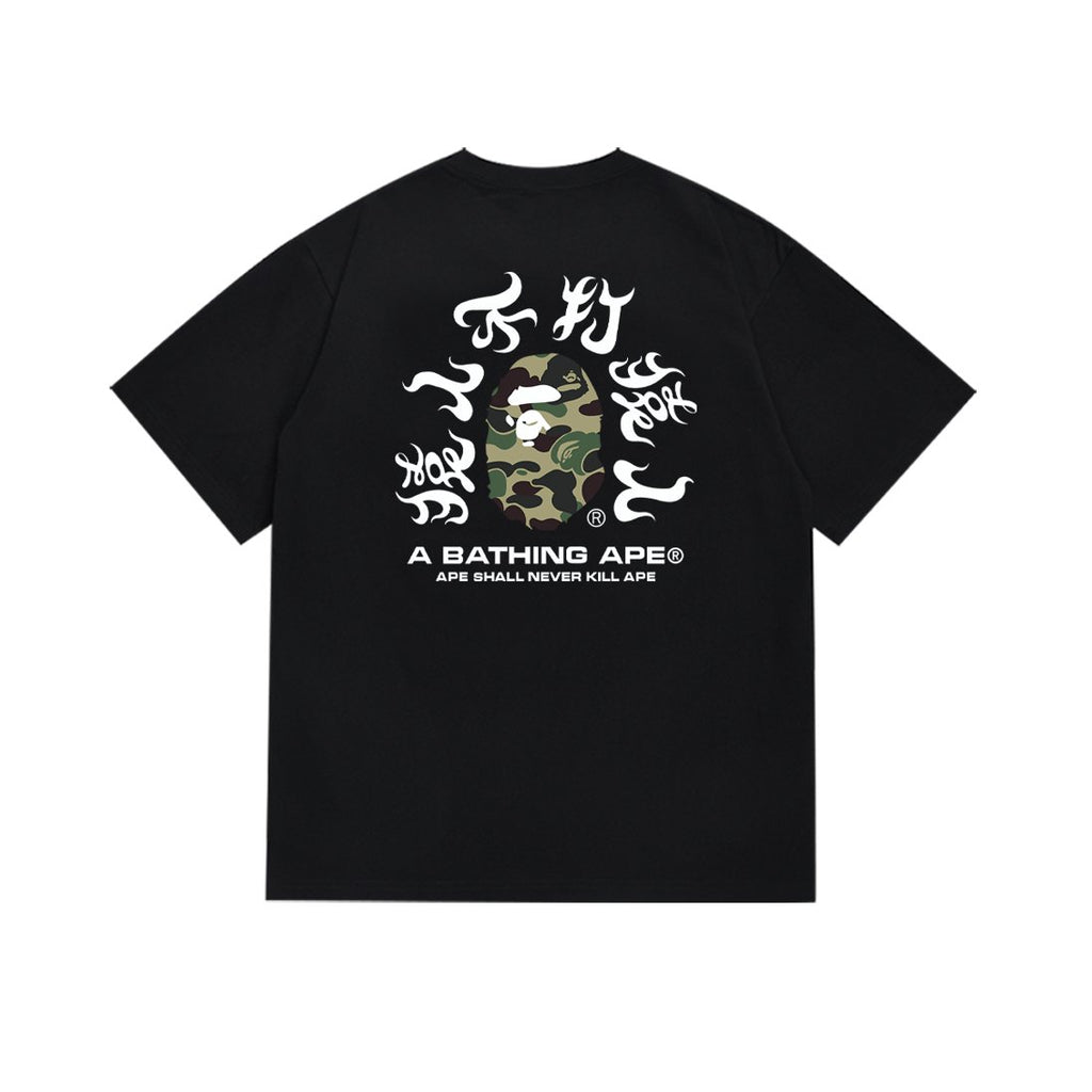 BAPE Green Camo Ape-Head Back Graphic T-Shirt — back