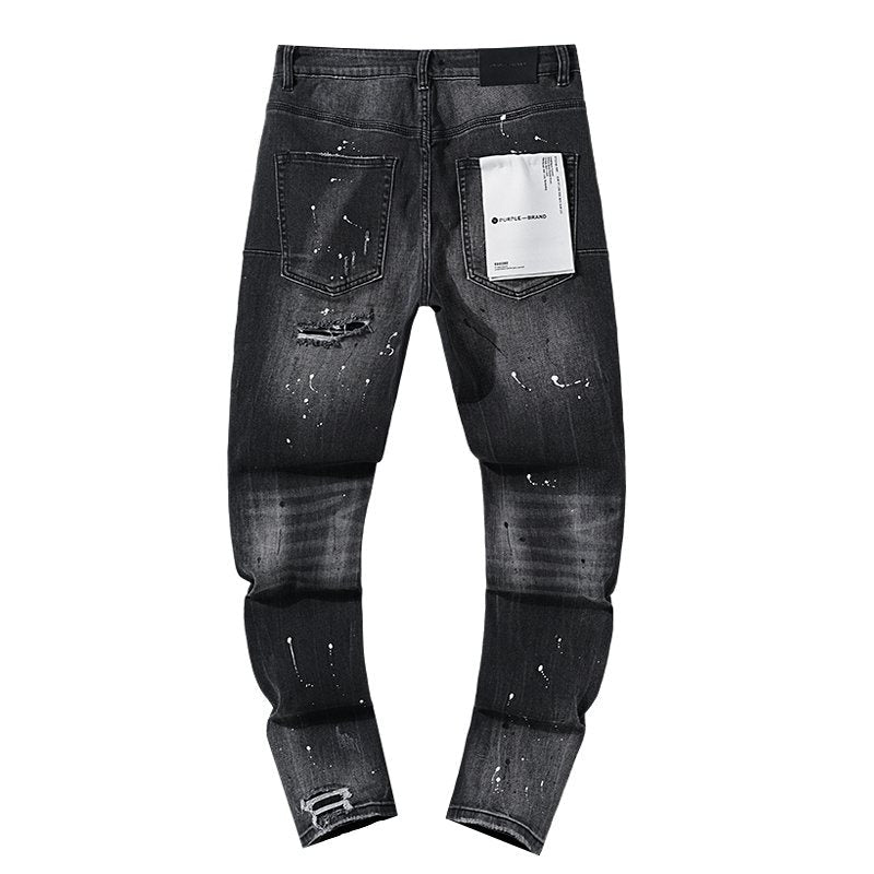 Purple Brand Paint-Splatter Distressed Black Jeans — back