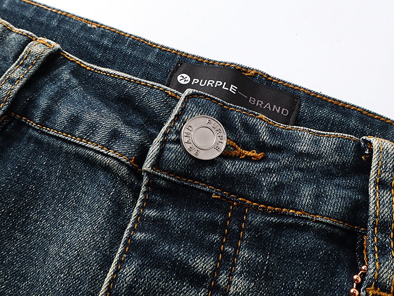 Purple Brand Blue Distressed Paint Splatter Jeans — detail