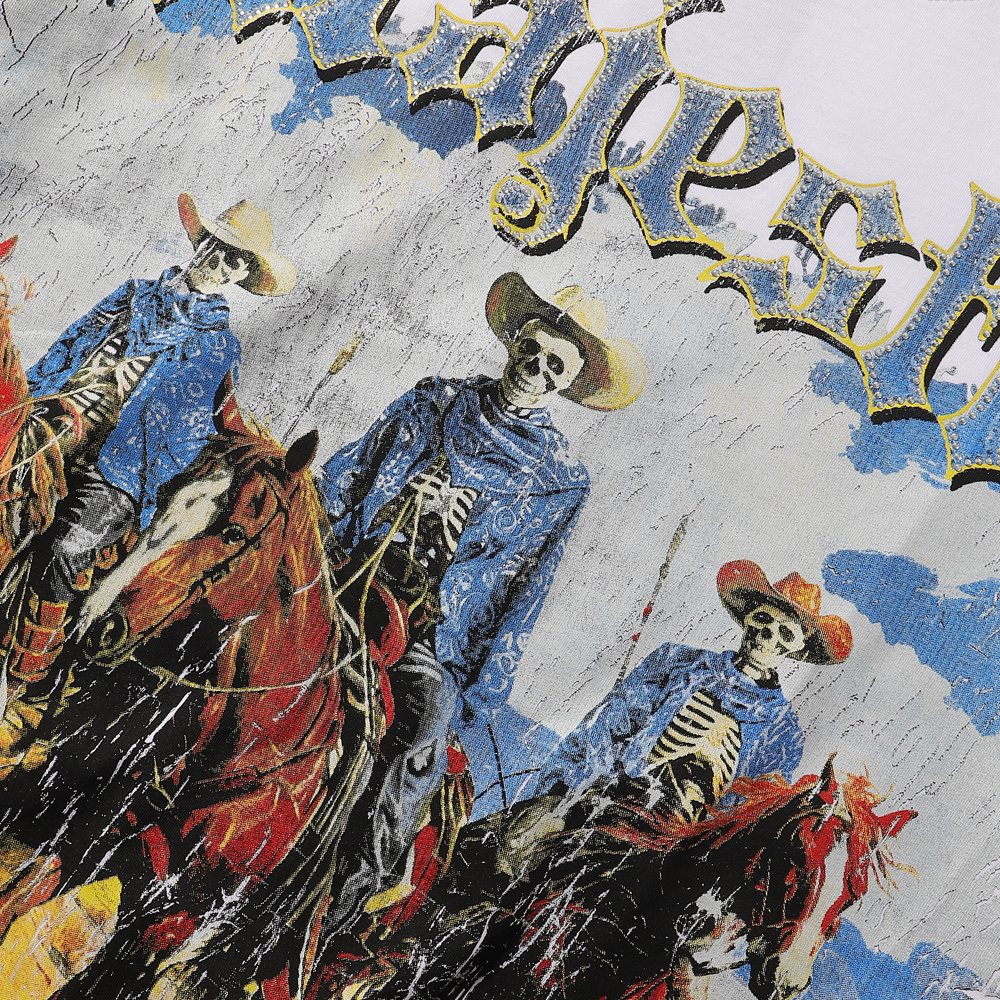 MAJESTIK Western Horse Skeleton Graphic T-Shirt — detail