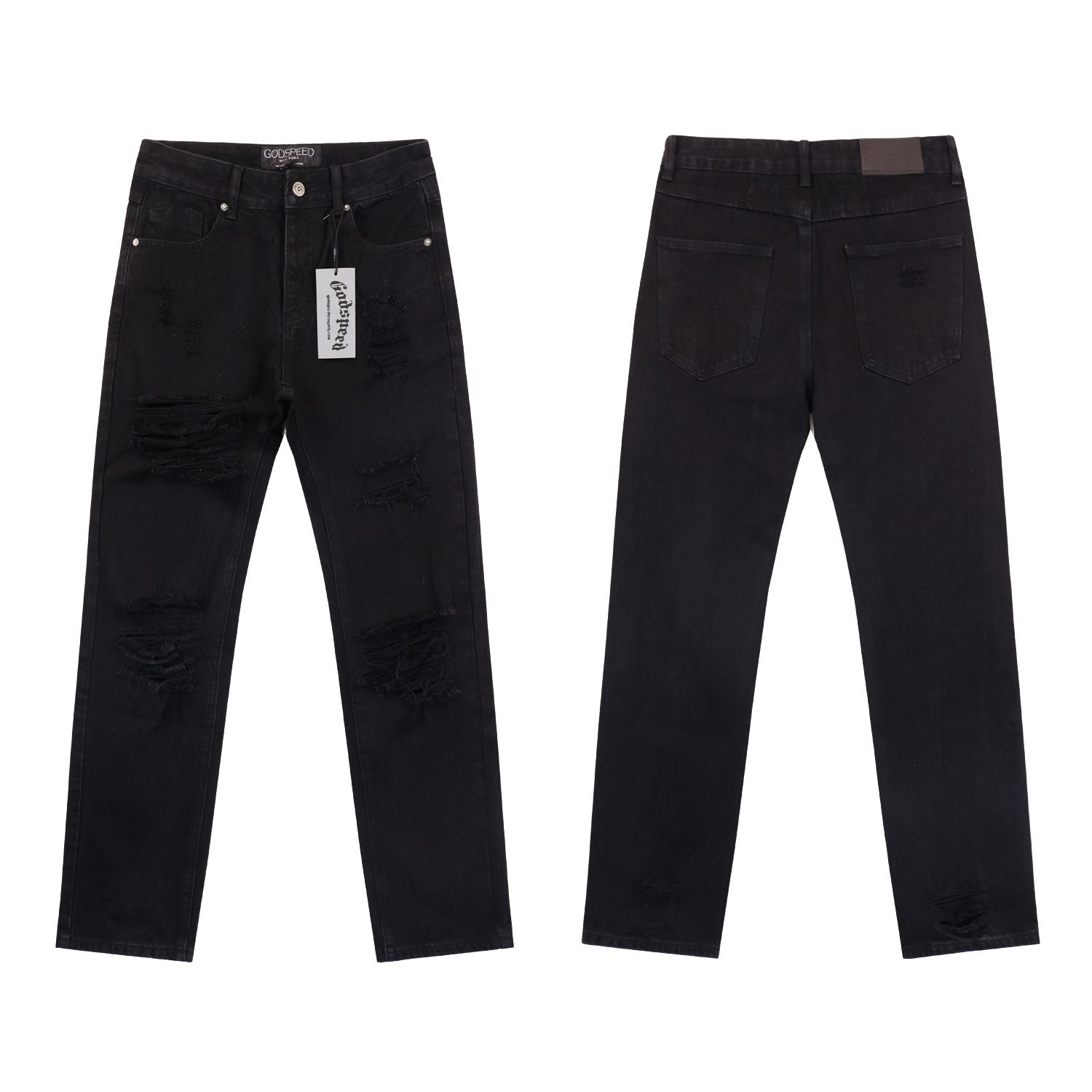 Godspeed Distressed Washed Denim Jeans — front