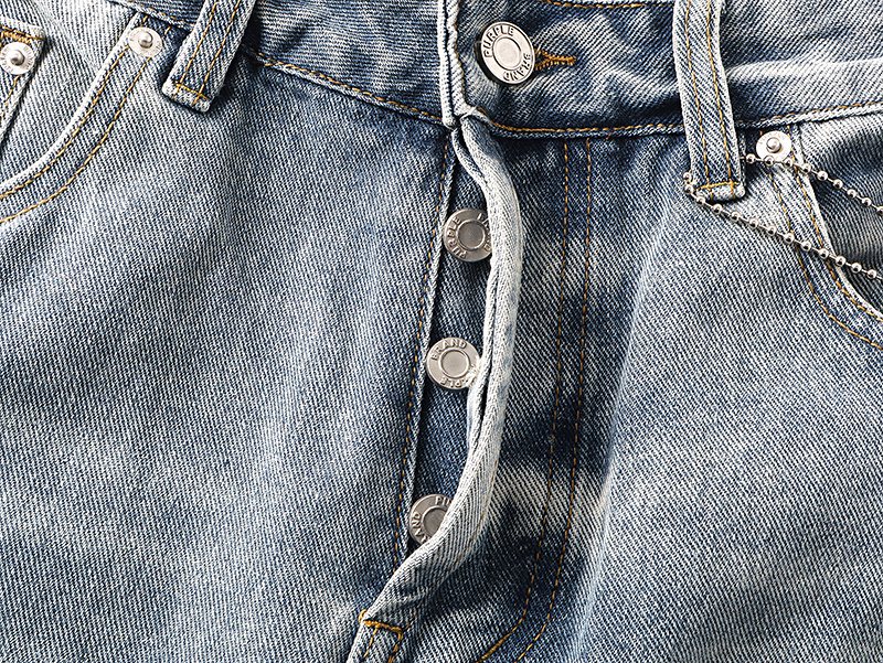 Purple Brand Light Blue Scribble Graphic Distressed Jeans — detail