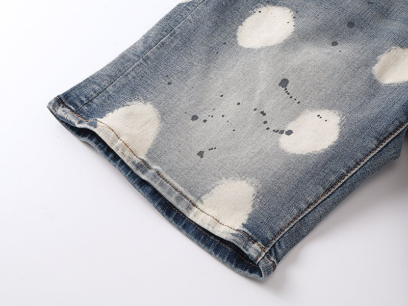 Purple Brand Bleach Splatter Denim Shorts — detail