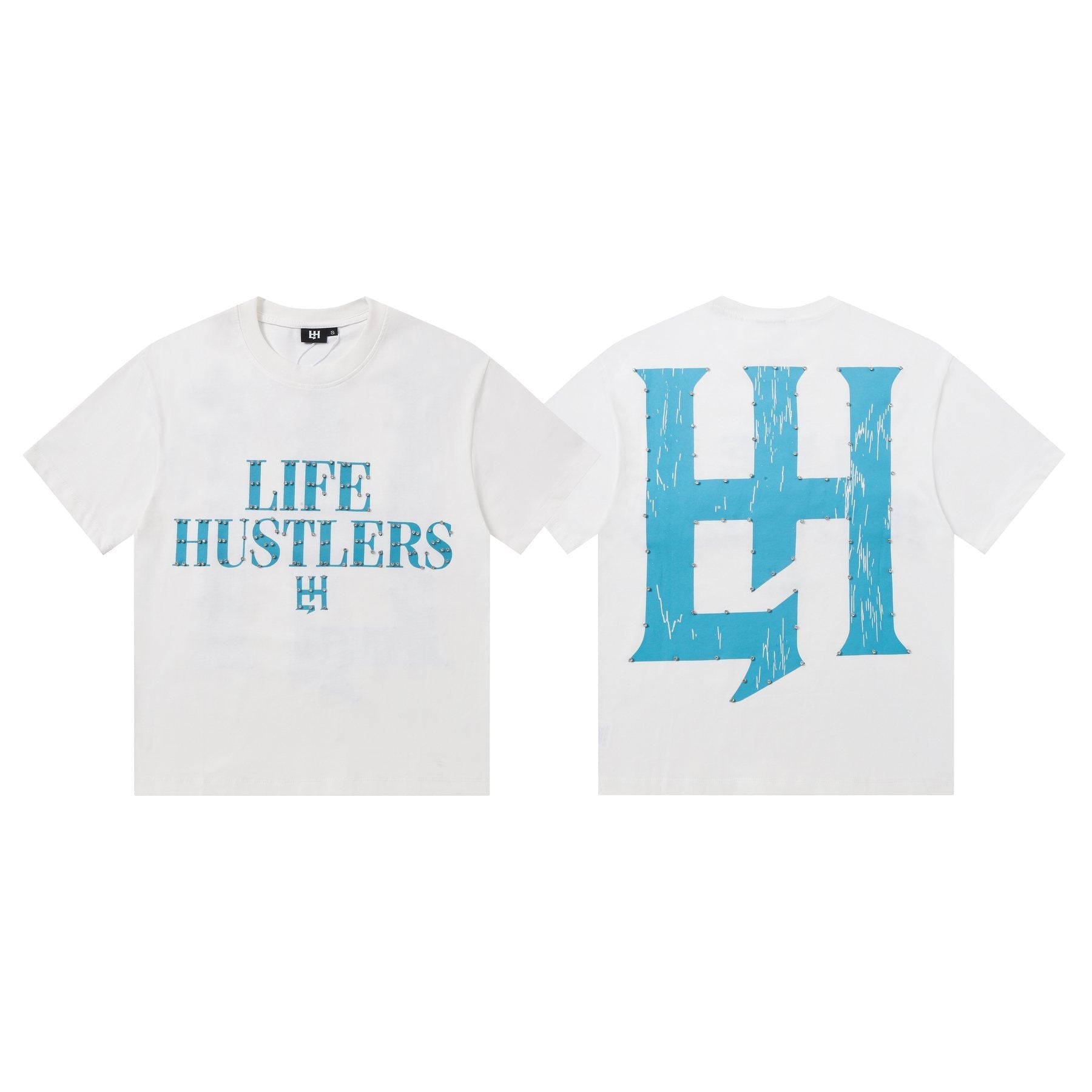 Life Hustlere Blue HH Graphic T-Shirt — comparison