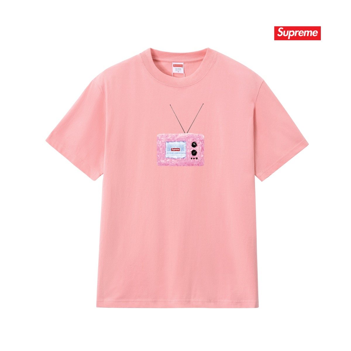 Supreme Pink TV Graphic T-Shirt — front