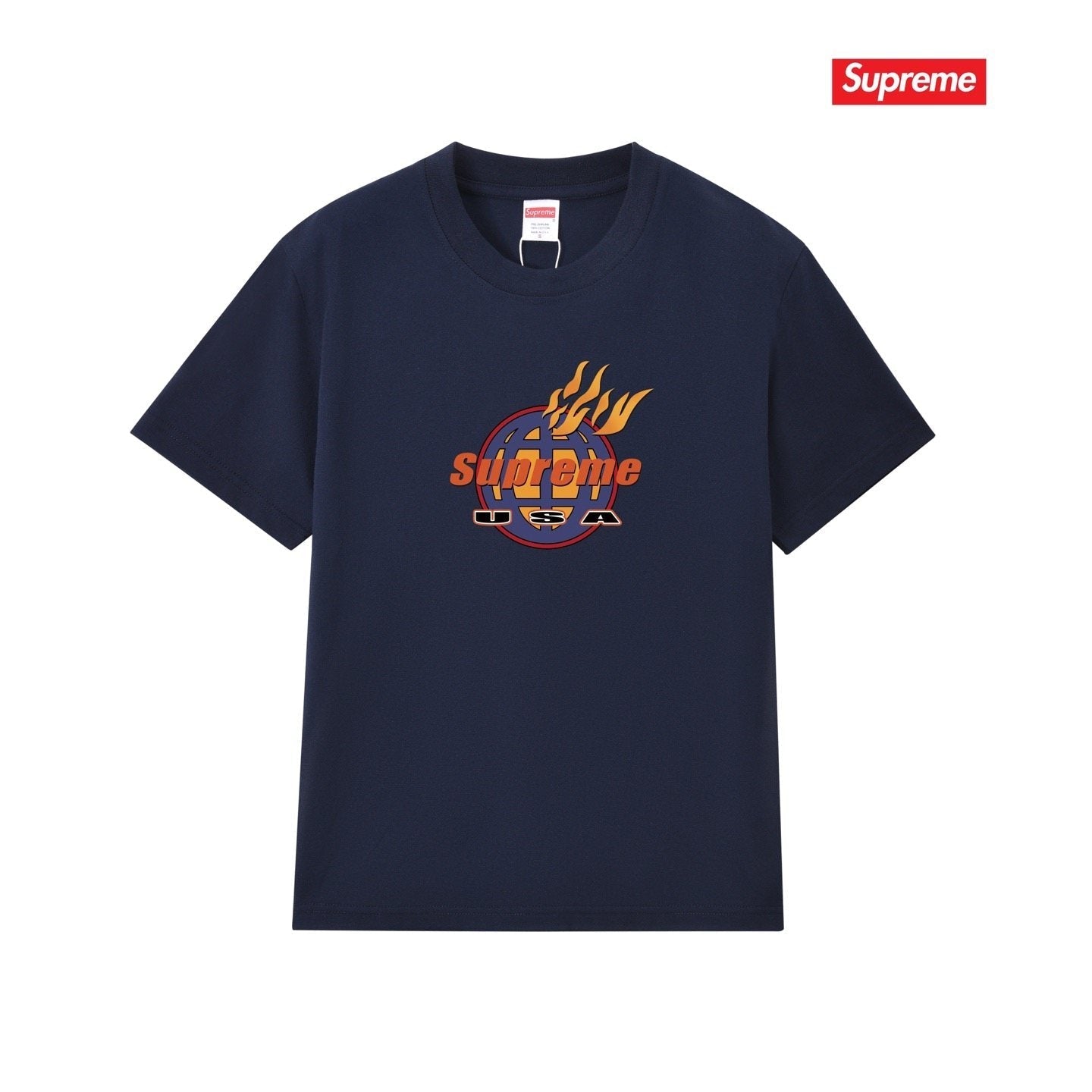 Supreme Flame Globe Graphic Short-Sleeve T-Shirt — front