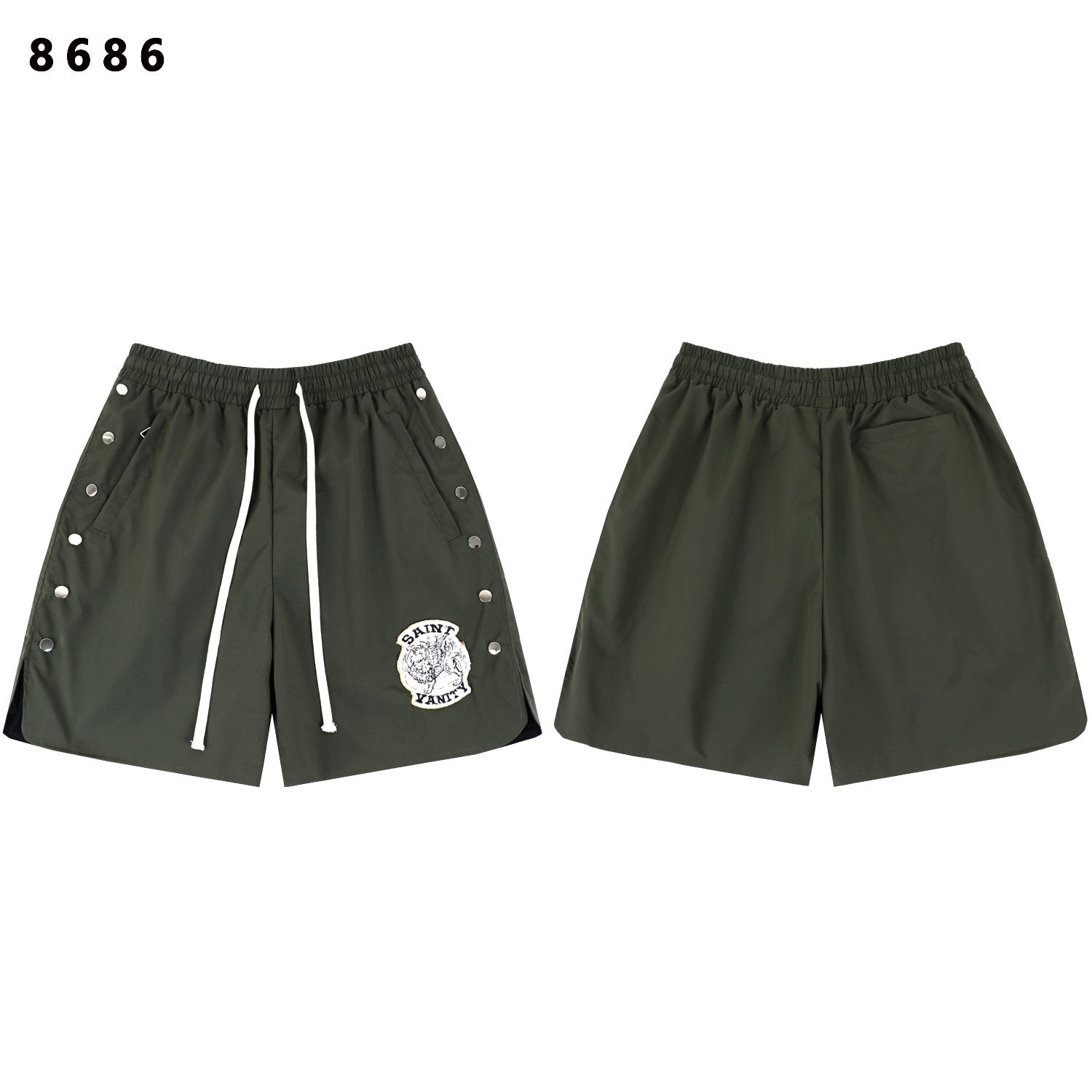 SAINT Vanity Embroidered Patch Shorts — front