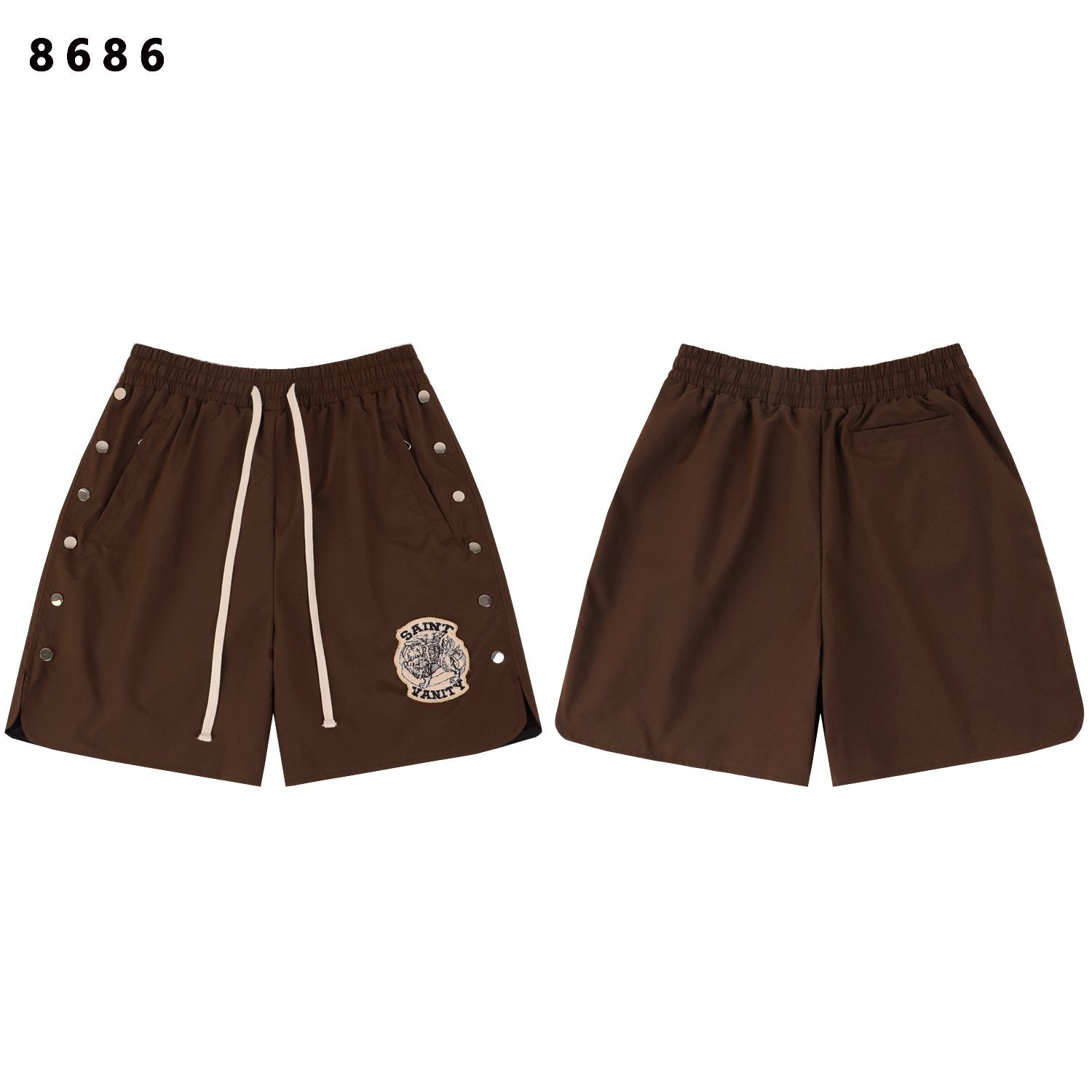 SAINT Vanity Embroidered Patch Shorts — front