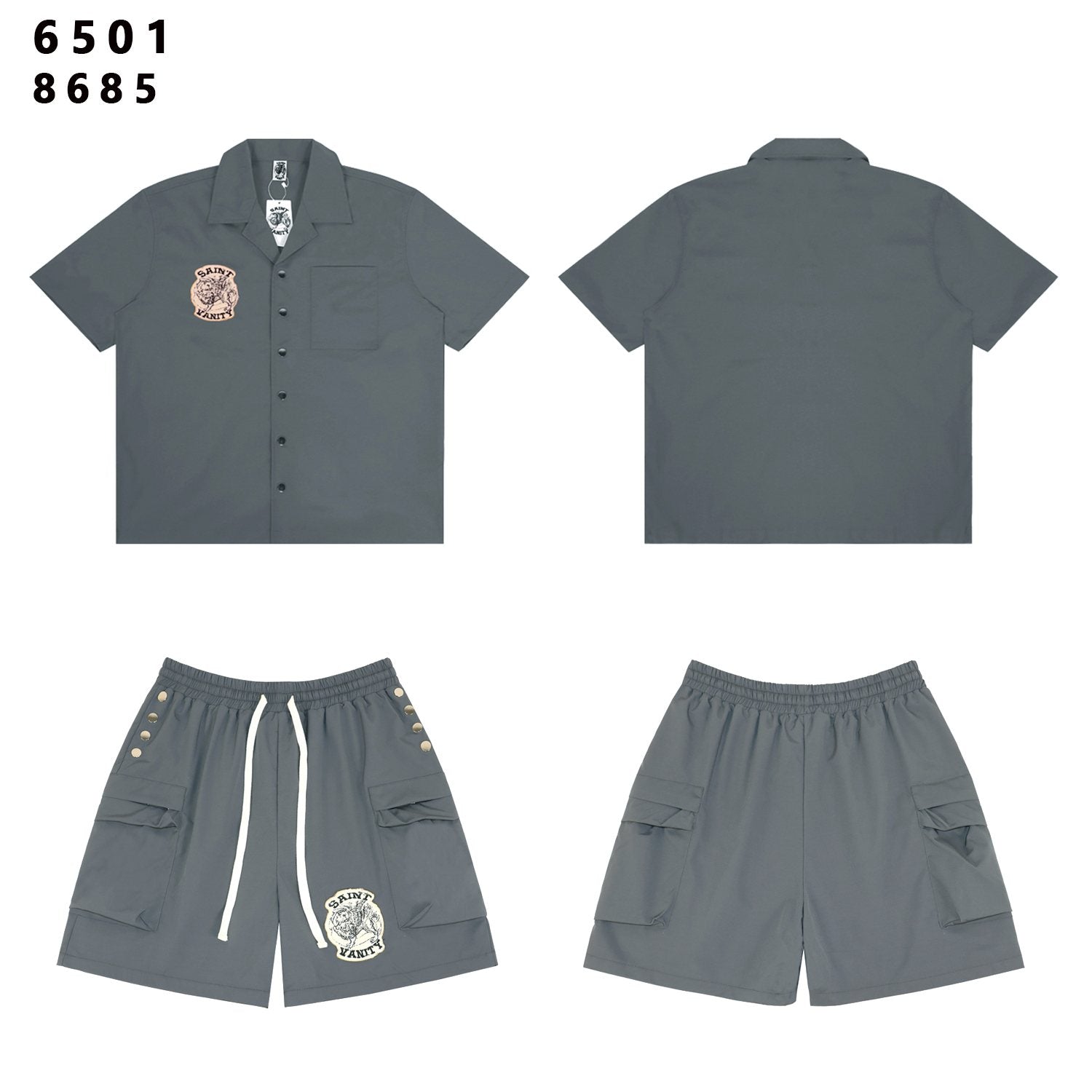 SAINT Vanity Patch Short-Sleeve Shirt & Cargo Shorts Set — front