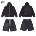SAINT Washed Animal Graphic Zip Hoodie & Shorts Set — hero
