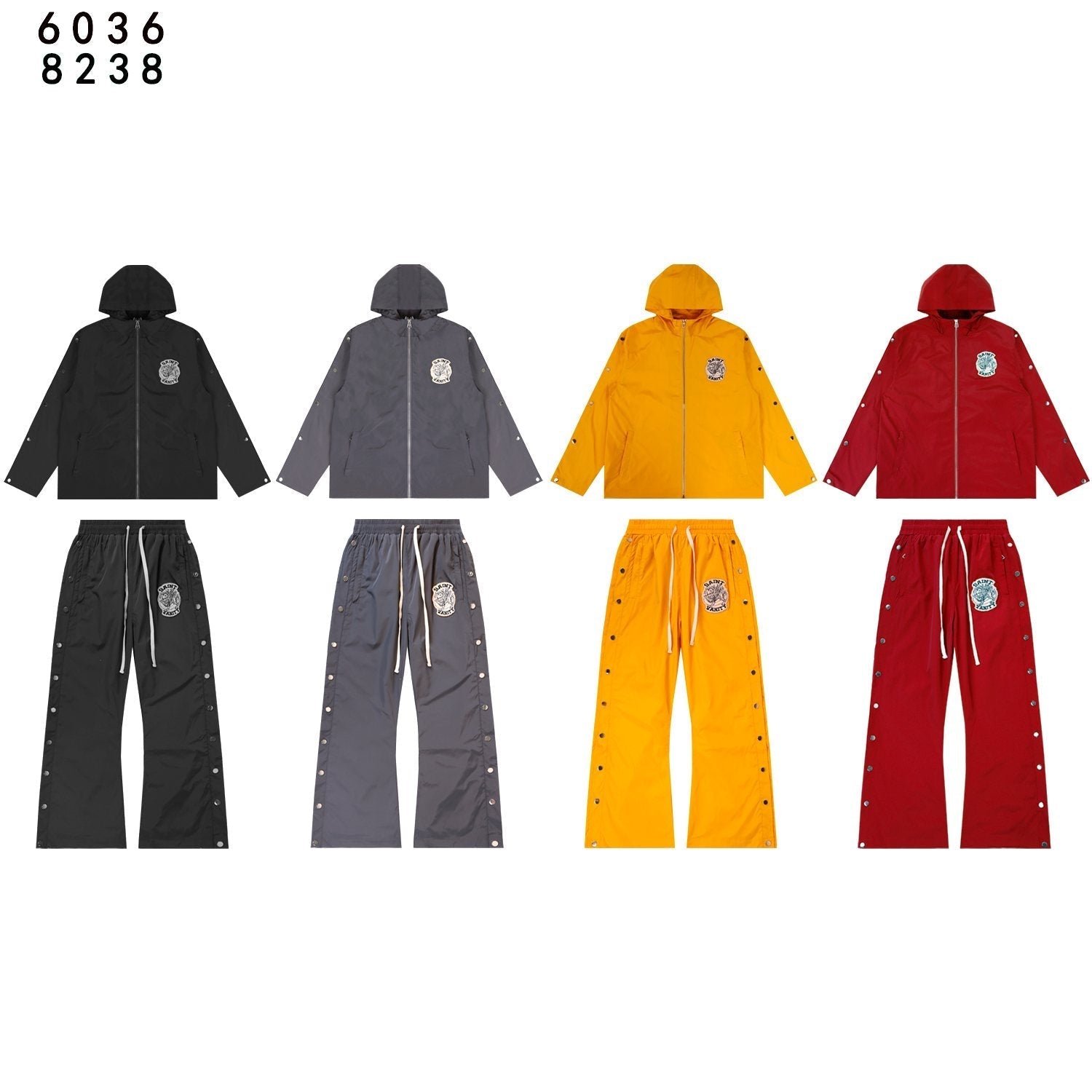 SAINT Vanity Patch Hooded Jacket & Snap-Pant Matching Set — comparison