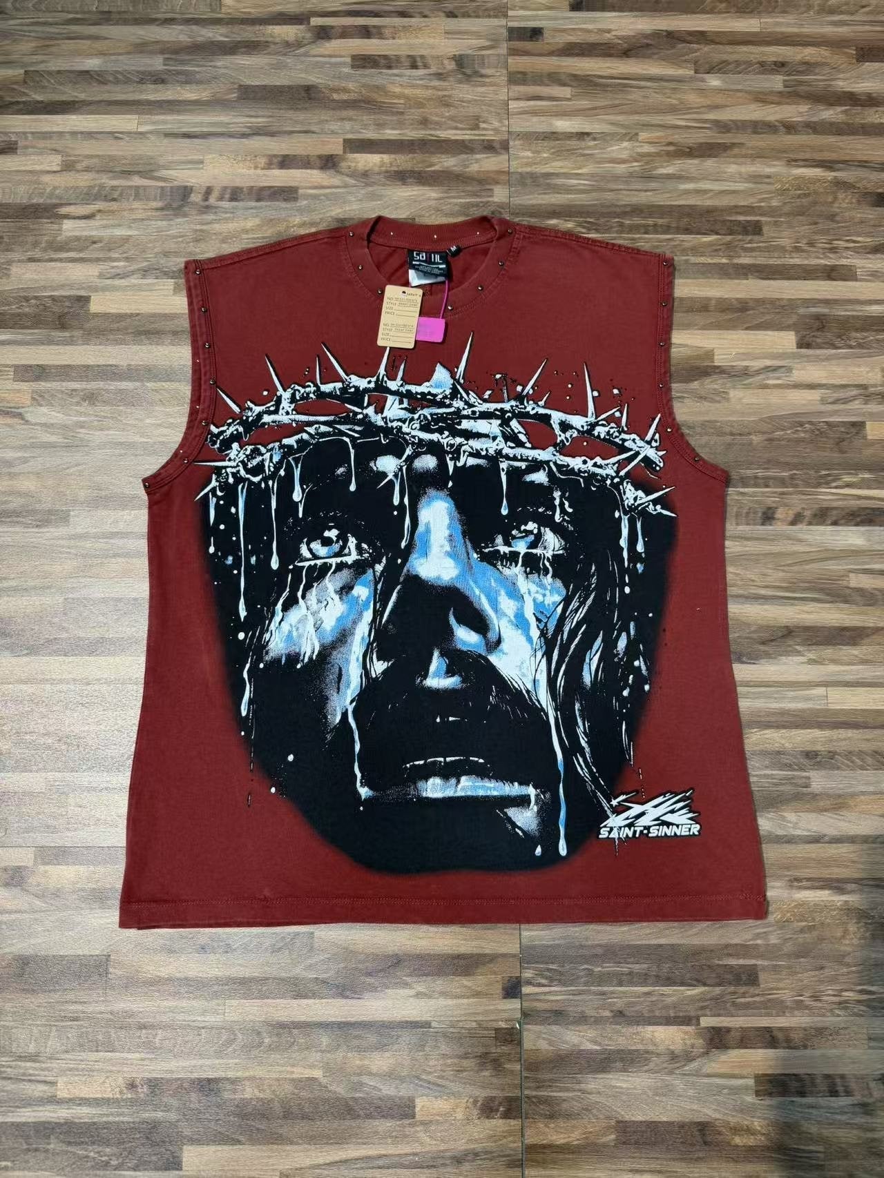 SAINT Washed Rock Graphic Sleeveless T-Shirt — front