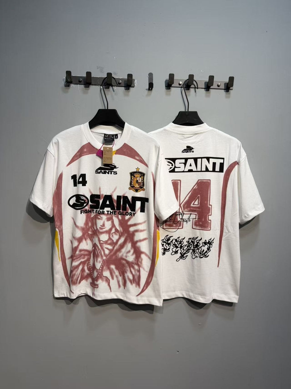 SAINT Rhinestone Number Graphic T-Shirt — front