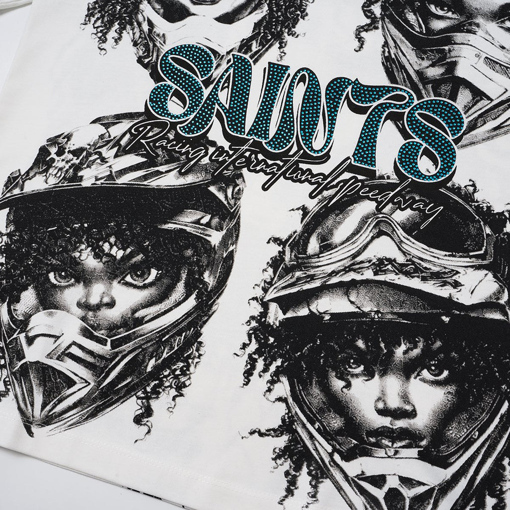 SAINT Racing Portrait Rhinestone Short-Sleeve T-Shirt — detail