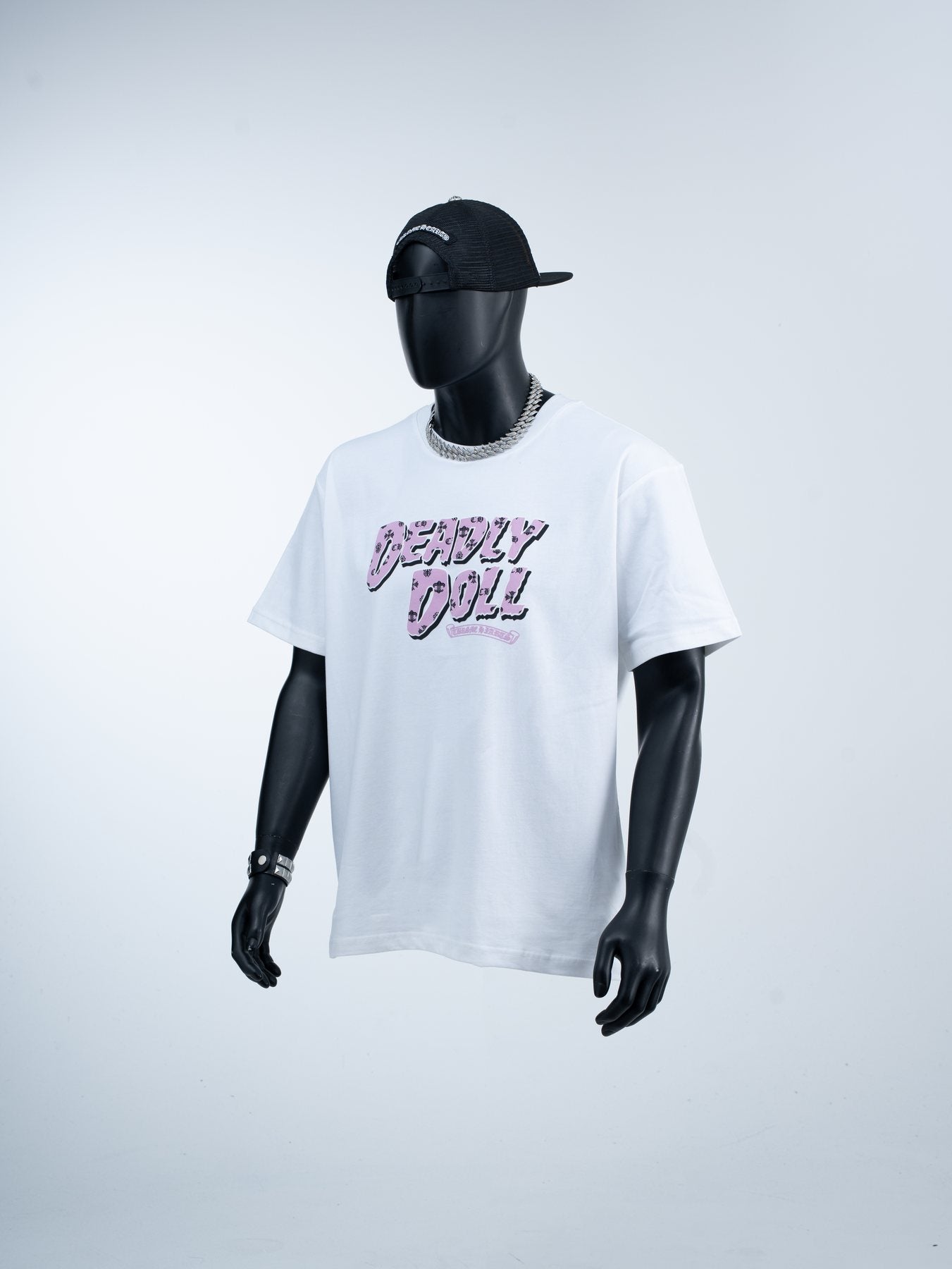 Chrome Hearts Deadly Doll Girl Graphic Short-Sleeve T-Shirt — model