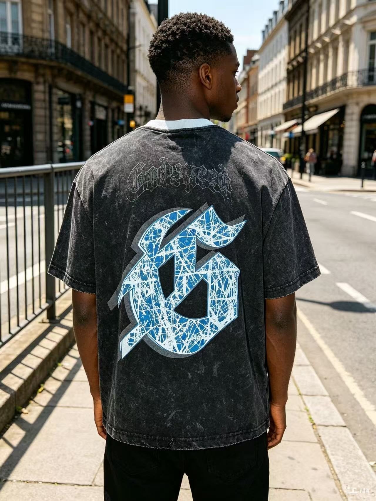 Godspeed Acid-Wash Graphic T-Shirt — model