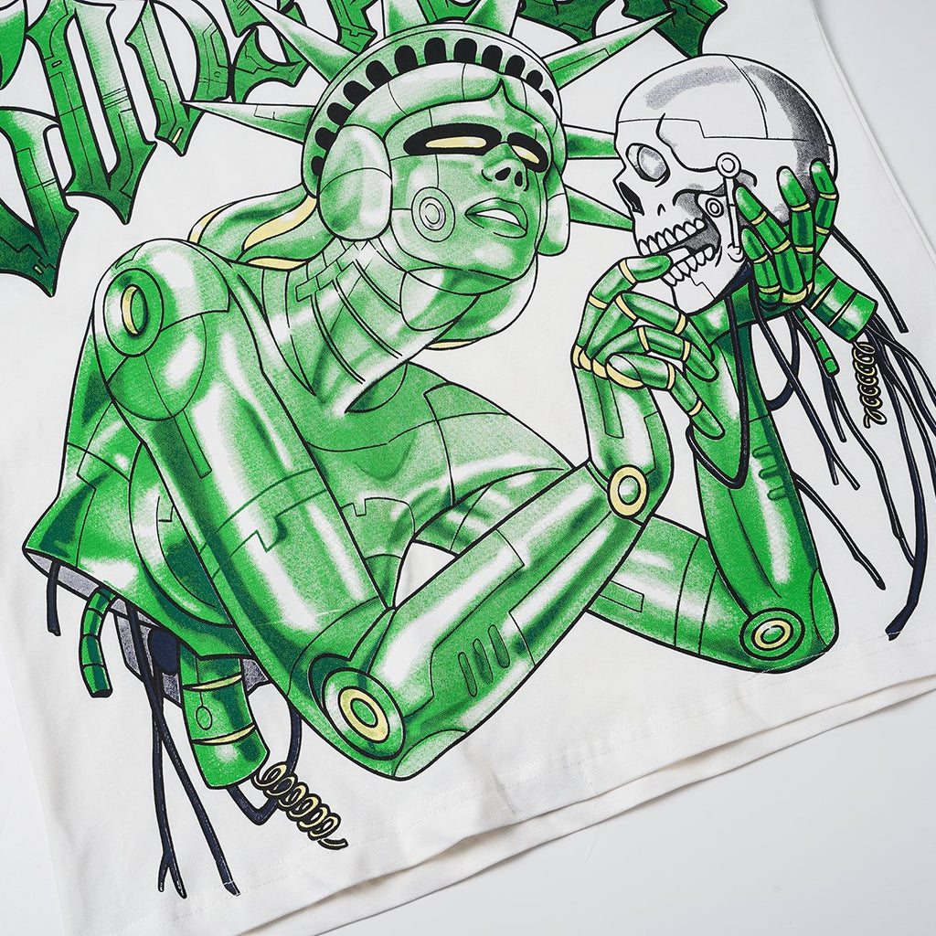 Godspeed Green Front Graphic White T-Shirt — detail