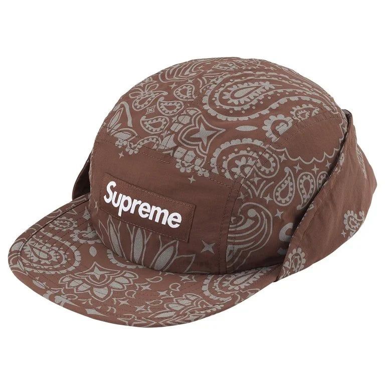 Supreme Reflective Bandana Sunshield Camp Cap Brown